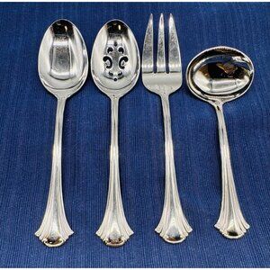 Reed and Barton Cortland Serving Pieces Spoon Glossy Stainless Flatware Lot of 4